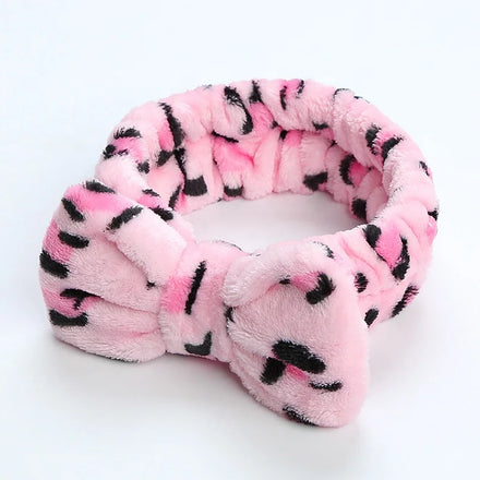 Wholesale Soft Coral Fleece Face Spa Hedabands Facial Makeup Bow Head Band Women Girls Polka Dot Design European-American Style
