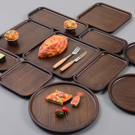 Black Walnut Wooden Tray Solid Wood Serving Tray Rectangle Bathroom Serving Tray Plate for Home Breakfast in Bed Tea Coffee