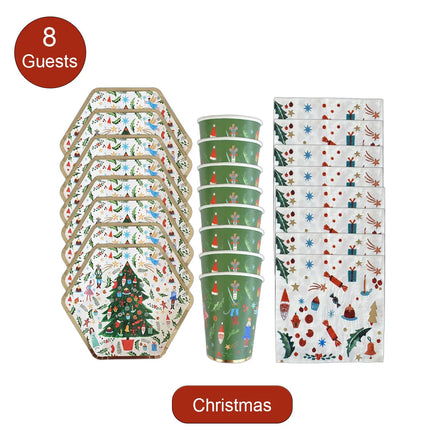 616243 Christmas plates 8pcs Plate 8pcs Paper Plate Christmas Supplies Wholesale