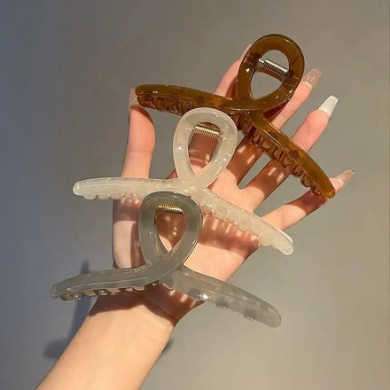 13 cm Large Shark Clip Acrylic Hair Accessories Jelly Color Cross Hair Claw Korean Temperament Decorative Back Head Headdress