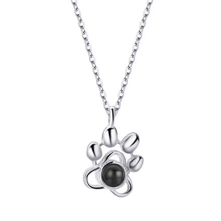 Pet Dog Print Pendant Charms Necklace Gold Plated Tiny Cat Paw Projection Necklace