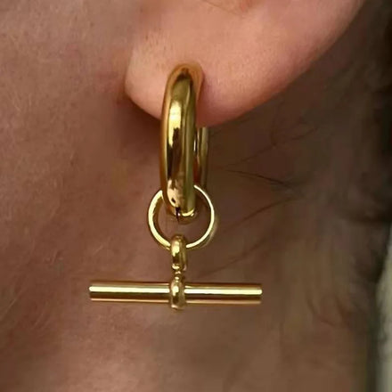 Fenny 18K Gold-plated Fashion Chunky Circle Hoop Earring Trend No Fade Wholesale Stainless Steel Women Jewelry