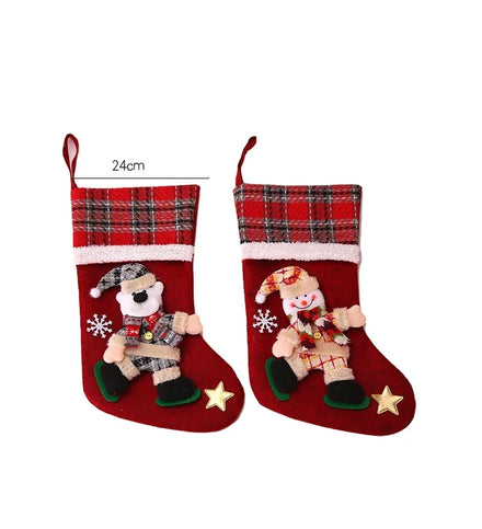 Christmas Stockings Sack Xmas Gift Candy Bag Christmas Decorations for Home Navidad 2022 New Year Sock Christmas Tree Decor