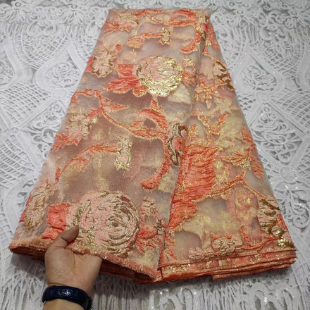Embroidered Design Organza Jacquard Brocade Jacquard Dress Fabric