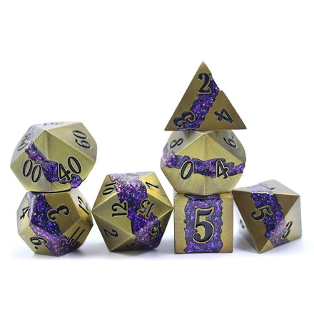 Hot Sale New  D&d Dice Polyhedron Dice Dungeons and Dragons Custom Metal Stripe Rpg Dnd Dice Set