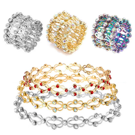 2 in 1 Magic Stretchable Ring Bracelet for Women Charm Shiny Crystal Retractable Bracelets Rings Jewelry Gift for Party