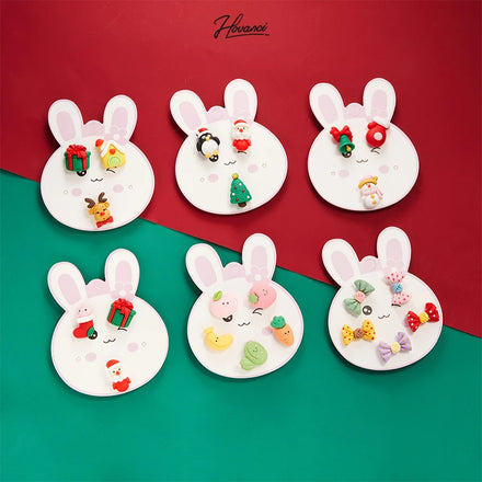 HOVANCI 3pcs Christmas Brooch Set With Cute Package Polymer Clay Christmas Tree Penguin Brooch for Girls