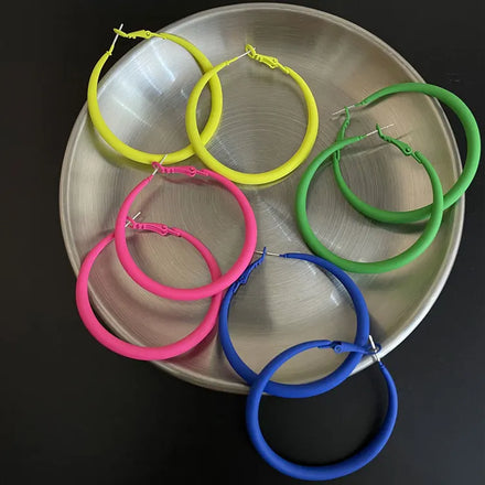 SC Personalized Retro Neon 80s Earrings Hypoallergenic 925 Silver Needle Fashion Fluorescence 45mm Big Hoop Earrings for Women