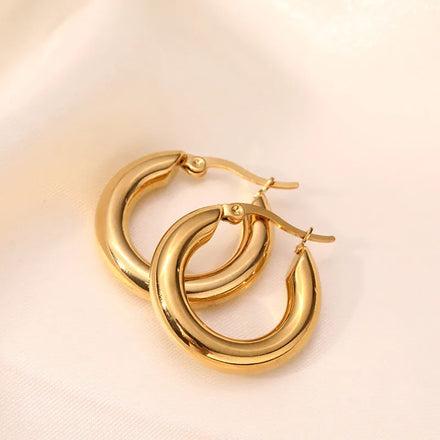 Dainty 18k Gold Filled Huggie Hoop Earrings Hypoallergenic Chunky Stainless Steel Hoop Earings Women Fashion Jewelry