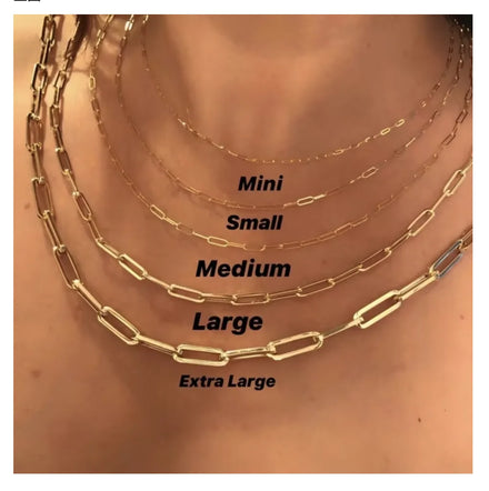 18K Gold Plated Tarnish Free Stainless Steel Paper Clip Chain Necklace Jewelry Set