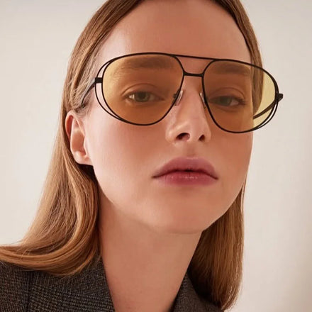 UNOC Hot Sale Sunshade Hollow Glasses Metal Frame Oversized UV400 Protection Colorful Lens Fashionable Sunglasses