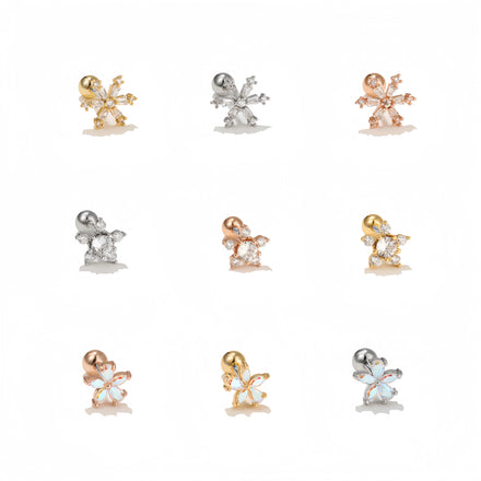 Fashion Jewelry Geometric Silver Gold Earbone Nails 18K Gold Plated Brass Star Snowflake Zircon Brass Stud Unique Earings Women