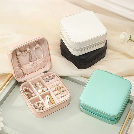 Small Jewellery Box Organizer Travel Leather Carry Jewelry Storage Case Boxes