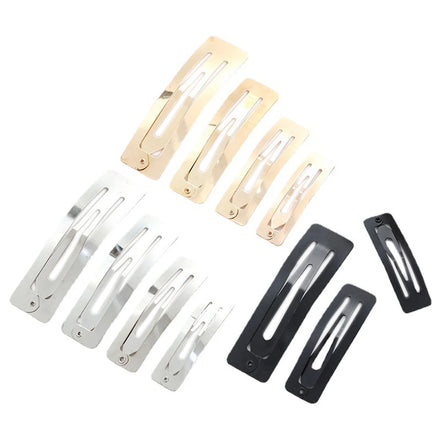 100PCS 5cm 6cm 7cm 8cm Silver Gold Black Rectangle Metal Snap Hair Clips Barrettes for DIY Kids Hair Accessories Decoration