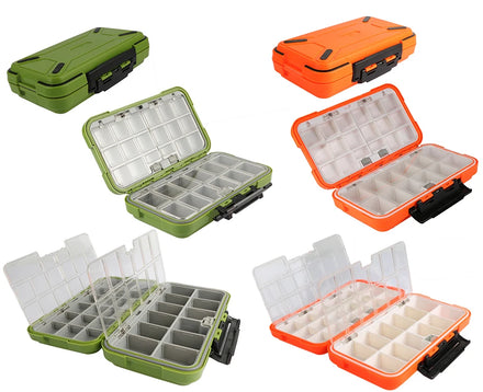 Wholesale Double Plastic Compartment Waterproof Fishing Tools Bait Waterproof Small Mini Tackle Box