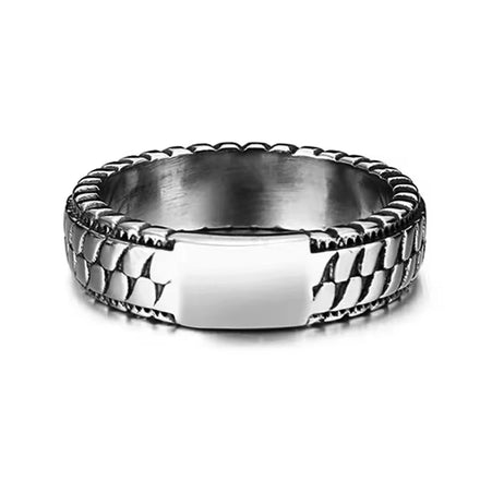 OLAN Wholesale Fashion Jewelry Vintage Twill Engraved Titanium Stainless Steel Rings for Men and Women