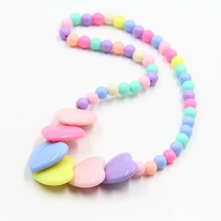 Wholesale Multi Colors Gum Plastic Bead Chunky Necklace Kids Little Girls Cute Princess Dress Jewelry for Girls Party Heart