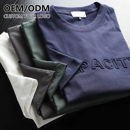 OEM 100% Cotton Knitted 220 Gsm High Quality Plus Size Unisex Oversized Long Casual Custom Embroidered 3D Blank T-Shirt