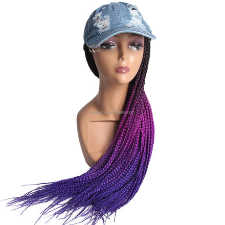 Wigs Cap Hairstyle Hair Weft Cap Synthetic Braided Wig WM02 Hot Selling Trendy and Cap Combo Fashion Capdo Style with Black Long