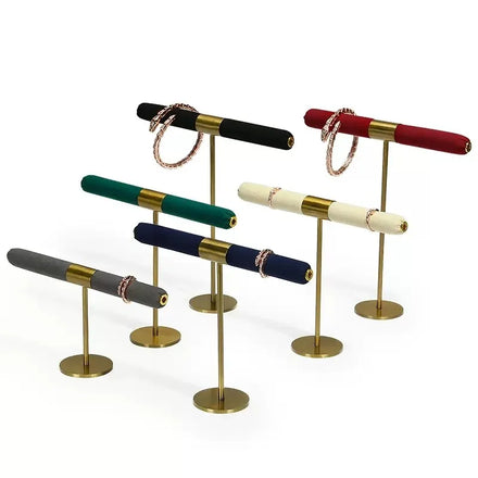 High End 3 Sizes PU Jewelry Ring Display Props T - Shaped Gold Metal Ring Jewelry Rack