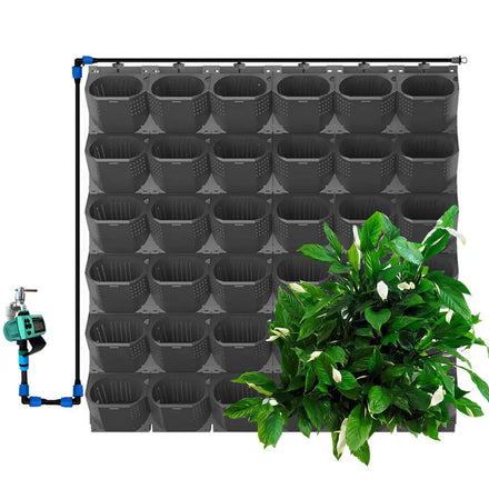 Naturix Minimalist Black Plastic Wall Garden Planter Set Large Vertical Square Design Drainage Hole Budget-Friendly Option Room