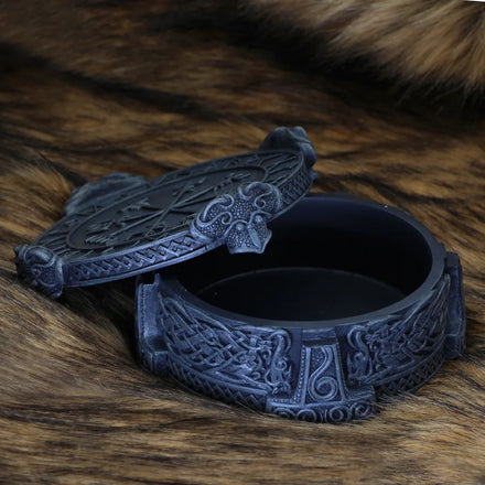 Viking Symbol Jewellery Box WJB25 Vikinga Nordic Ring Resin Storage Decor Thor Mythology Rune Compass Charms Figurine Box