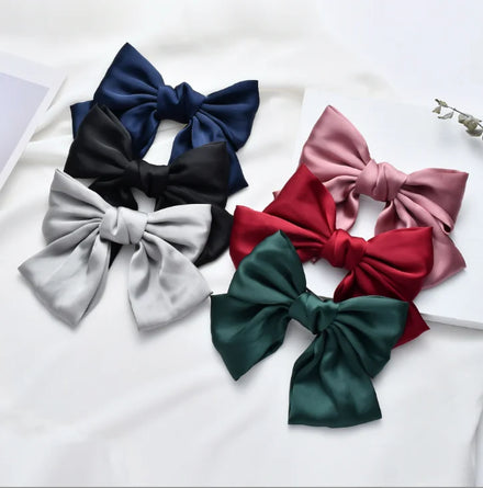 Wholesale Silk Double Layer Satin Big Bow Hairpin Spring Hair Clips for Women Girls