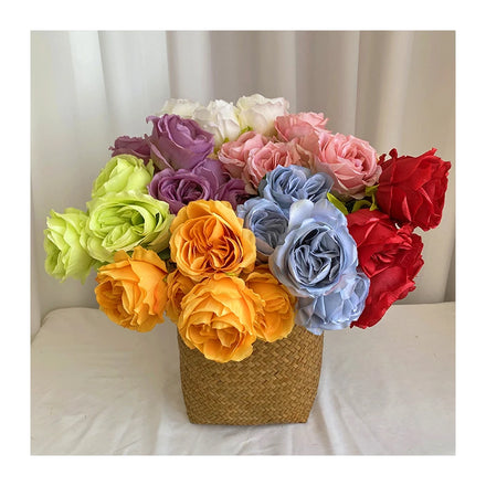 Fengyu 5-Head Austin Rose Wedding Flower Artificial Decorative Flower for Christmas Graduation Valentine's Day Mother's Day