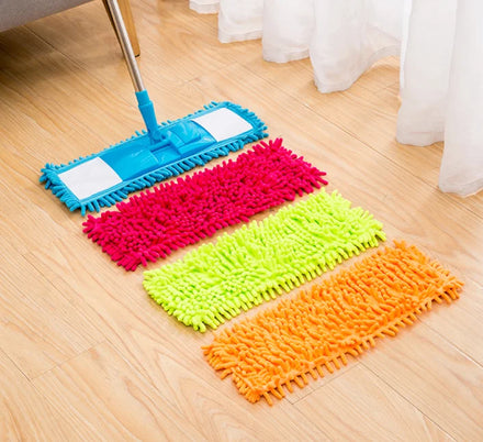 Factory Sell Customizable Eco-Friendly Telescopic Steel Microfiber Mop with Folding Wringing and Chenille Replacement Refill