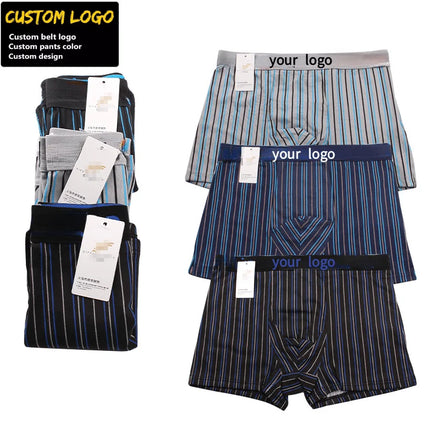 OEM Wholesale Custom Design Men's Underwear Breathable Cotton Boxer Underwear Shorts Mid-waist Plain Sexy Custom logo