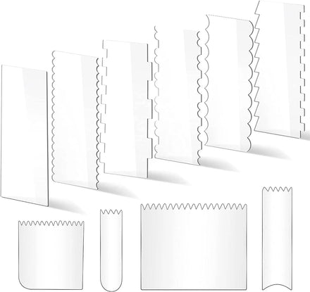 6-Pack Clear Acrylic Decorating Comb Set Cake Edge Smoothing Scrapers 11 Patterns for DIY Different Cream Cake Giveaways