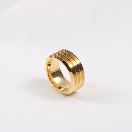 Fenny 18K Gold Plated High End Classic Chunky Multi-layer Band Ring Trendy for Women Stainless Steel Wholesale Jewelry