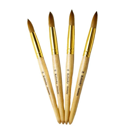 Custom Logo Crude Wood Handle 100% Kolinsky Sable Acrylic Nail Brush Round Head Size 2 to Size 24
