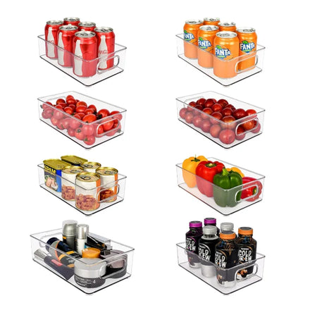 OWNSWING Fridge Organizer Set of 8 Stackable Refrigerator Storage Fridge Plastic Clear Food Storage Bin With Handles