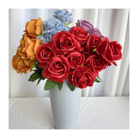 Wedding Flower FengYU 9 Head Classic Rose Flower Artificial Flowers Decorative