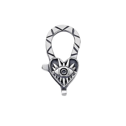 Oxidized Sterling Silver Heart Eye Lobster Clasp 925 Charm Lock for Men Women Bracelet & Necklace Jewelry Findings