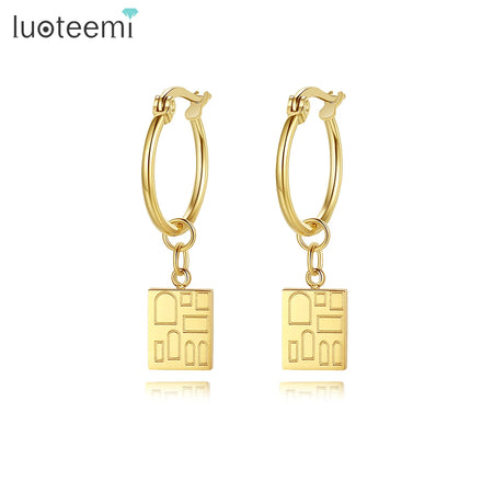 SP-LAM Gold Design Stainless Steel Designer Fashion Earring Hoop Fashion Wholesale Clip Dangle Drop Woman Earring