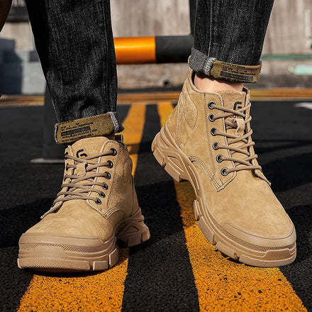 GUYISA Brand Work Shoes Fashion Outdoor Safety Boots with Non-Slip Rubber Sole and Steel Toe for Summer Winter and Autumn
