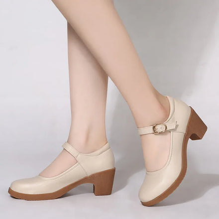 Elegant Women Mary Jane Shoes 6.5CM Comfortable Heels for Ladies Sandal Shoes