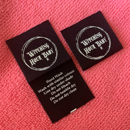 Recycled Material Silk Printing Folded Cotton Labelinside Clothing Black Cotton Care Tag