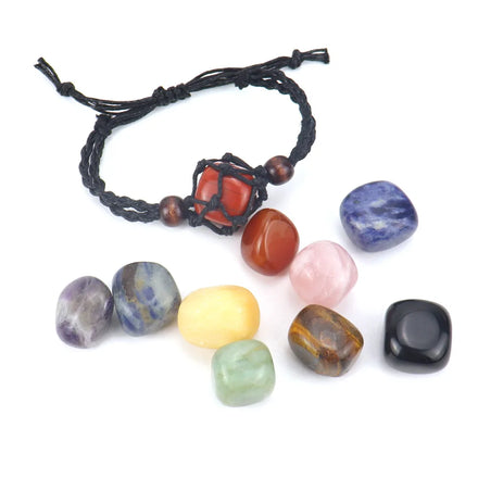 Wholesale Natural Stone Tumbled Rough Stone Adjustable Handwork Woven Green Aventurine Bracelet Gemstone Jewelry for Women Men