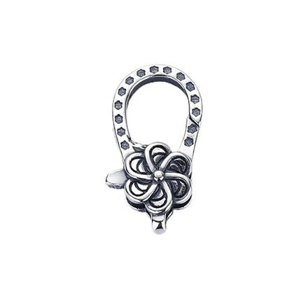 Hot Selling Oxidized 925 Sterling Silver Both Side Design Flower Lobster Lock Enhancer Charms Jewelry