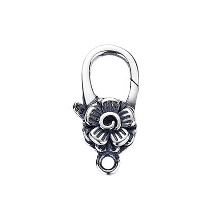 18mm Big Large Flower Shape Lobster Clasp Oxidized Sterling Silver Chain Lock for Woman Necklace Bracelet Jewelry