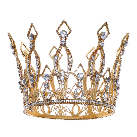 Full Round Royal king Crown Bride Full Circle Crown Tiaras Wedding Headpiece