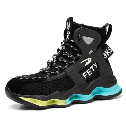 Men's High Heel Safety Rubber Shoes New Breathable Wear-Resistant Soles 1 Pair Work Boots for Factory Use for Winter Summer