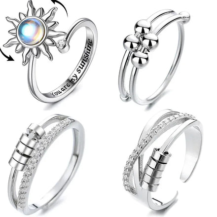 G1732 Fashion Jewelry Rotating Anxiety Relief Ring Spinning Beads Fidget Rings for Anxiety for Women