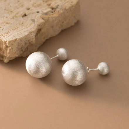 12mm S925 Sterling Silver Double Side Brushed Round Ball Stud Earrings Wholesale for Women Christmas Gifts