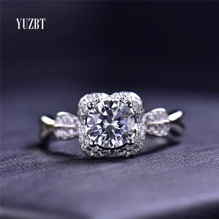 Silver 925 Original Brilliant Cut 1 Carat Diamond Test Past D Color Moissanite Plant Arm Cushion Ring for Women Fine Jewelry