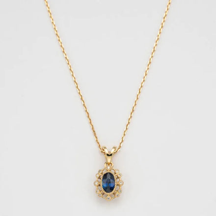 Vintage Luxury Fancy Pure 925 Sterling Silver Clavicle Chain Blue Gemstone Zircon Pendant Necklace for Women Jewelry