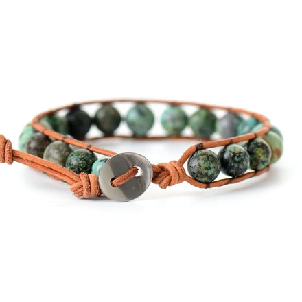 Adjustable 8mm African Turquoise Rock Bracelet for Women Cheap Boho Energy Yoga Jewelry Fashion Cuff Bracelets